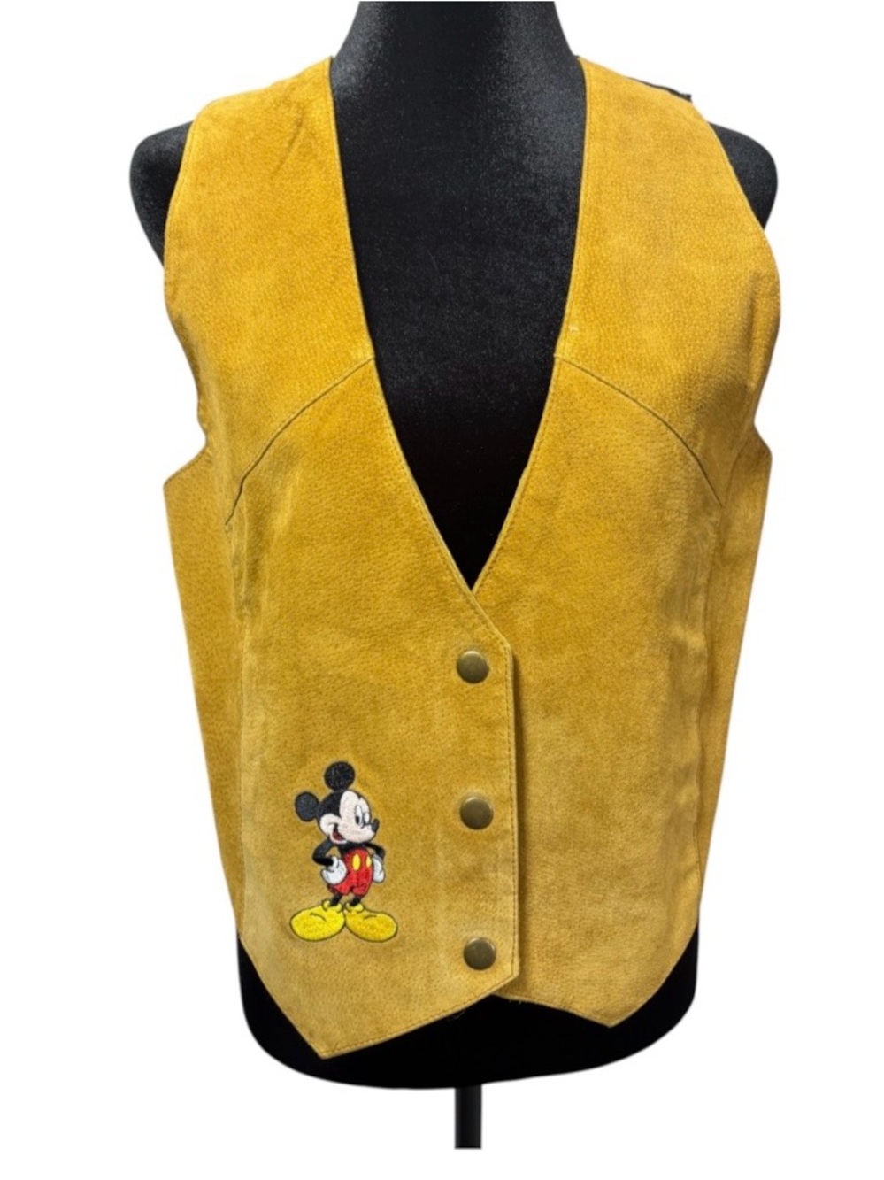 Vintage Disney Mickey Vest Leather Suede front
